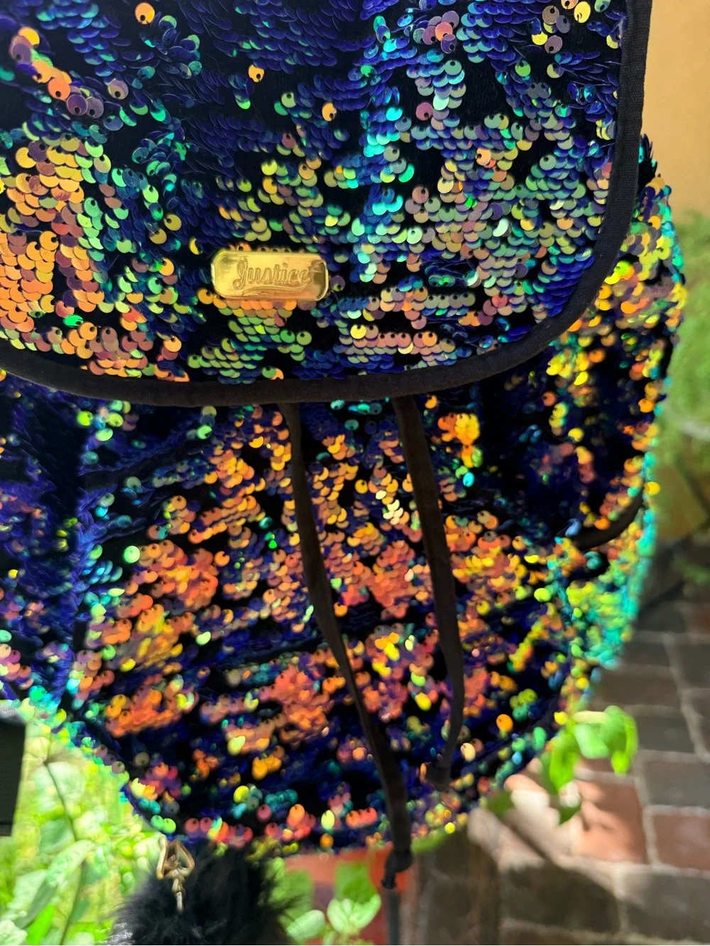Justice Iridescent Sequin Backpack in Blue and Multicolor